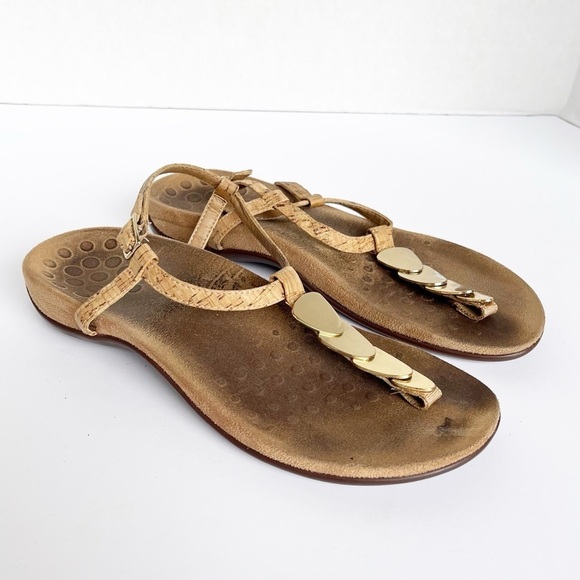 Vionic Miami Cork Straps Thong Slingback Sandals Women’s Size 9 Tan Gold Comfort - Picture 3 of 7